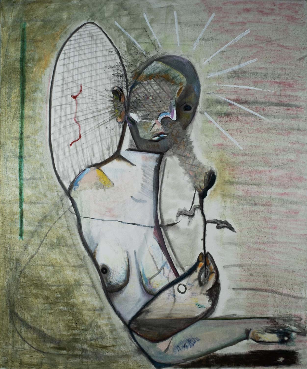 Oler la flor, escuchar el color. Óleo sobre lienzo 100 cm x 120 cm.