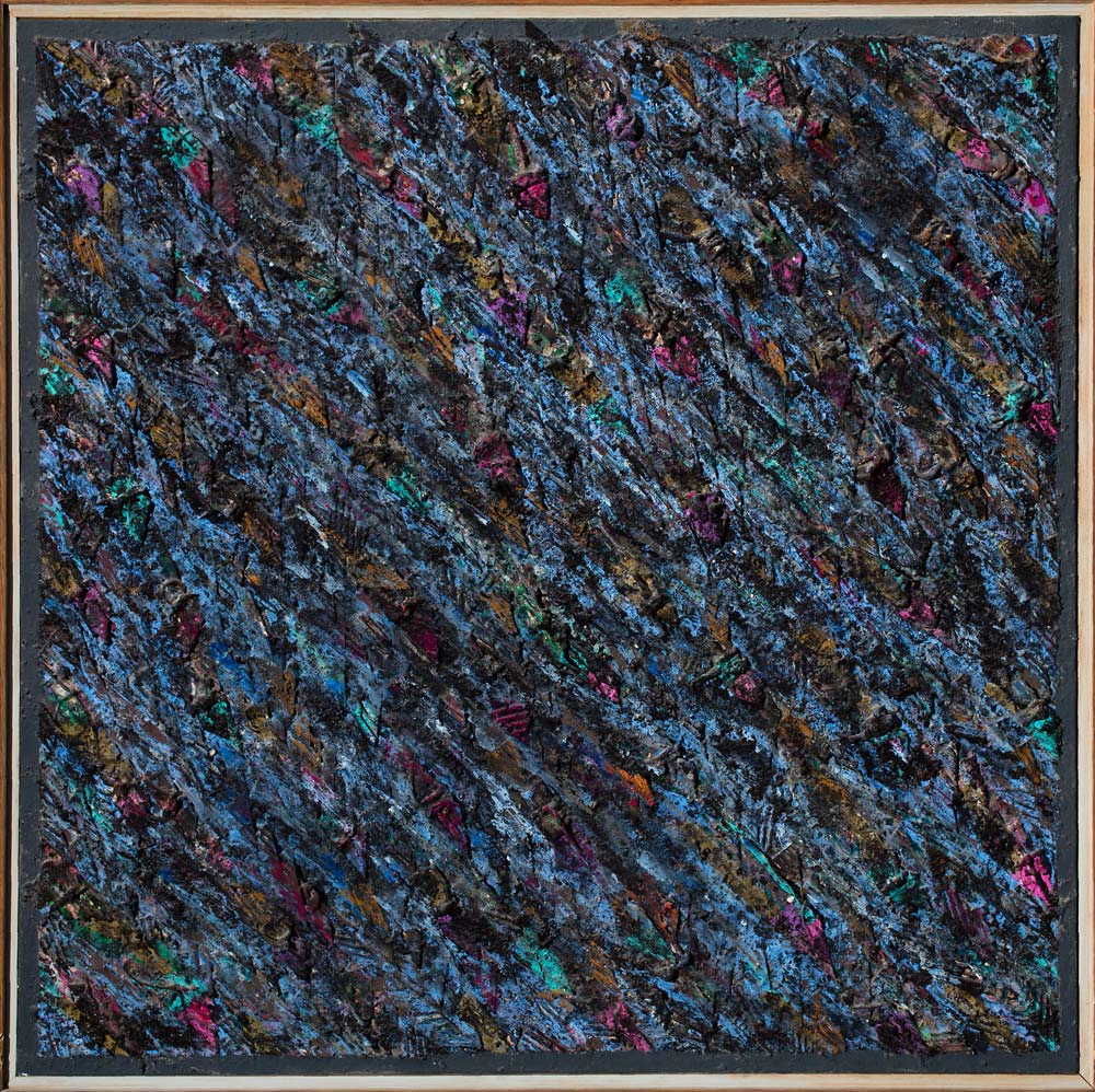 Vicente Rojo (1932-2021). México bajo la lluvia 118, 1977, acrílico sobre tela 100 x 100 cm, colección MUAC (DiGAV-UNAM)