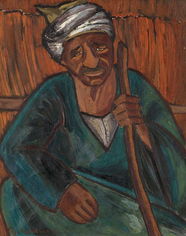 Inji Efflatoun, Old Sailor, 1958. Oil on canvas, 45 x 56 cm. Cortesía de la Bajreel Art Foundation